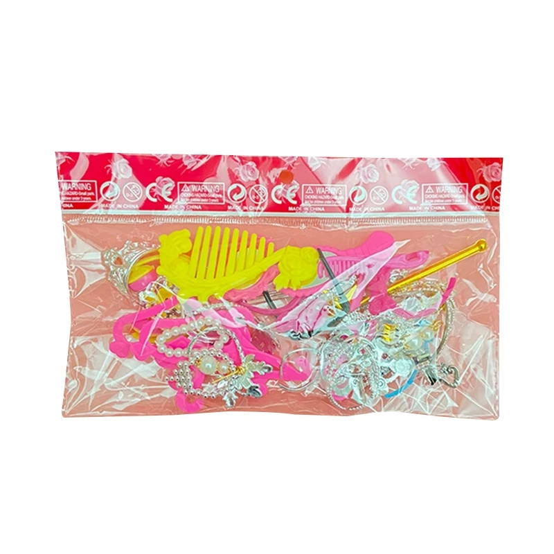 

38pcs/Set Barbi Doll Accessories Simulation Jewelry Necklace Crown Earrings Pink