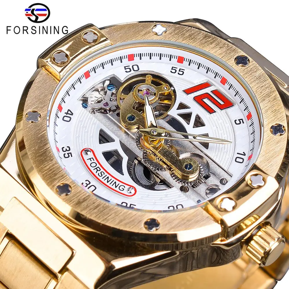 GMT1157-1 Forsining, прозрачные автоматические мужские часы, Золотой мост, механические, черные, нержавеющая сталь, ремешок, Скелетон, часы, Relogio Masculino - Цвет: GMT1157-1