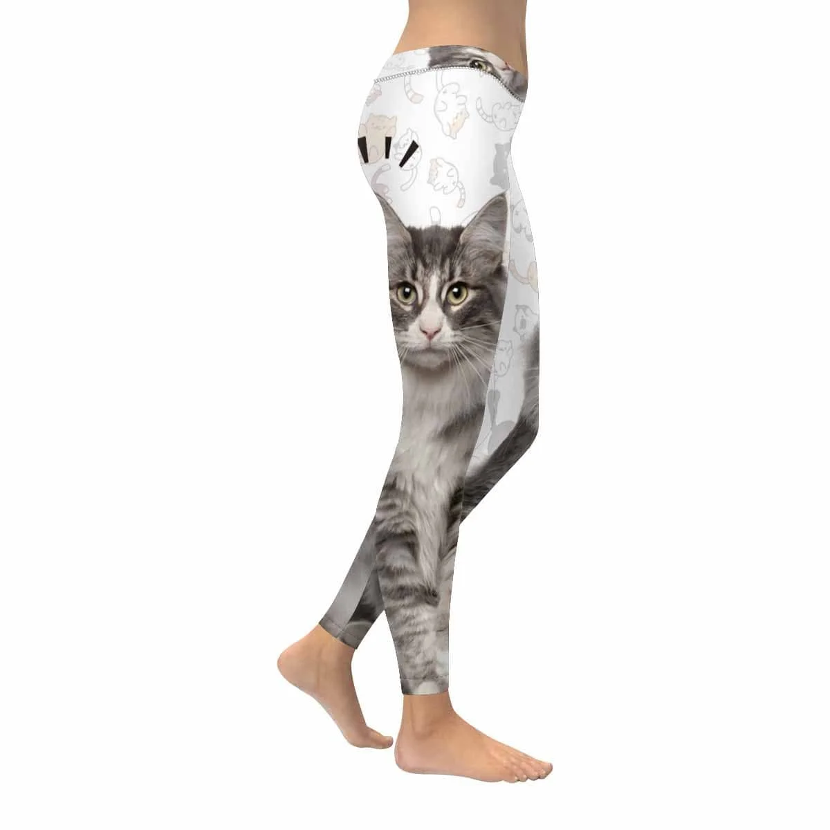 

Custom Face Cat From Side Style Low Rise Yoga Leggings