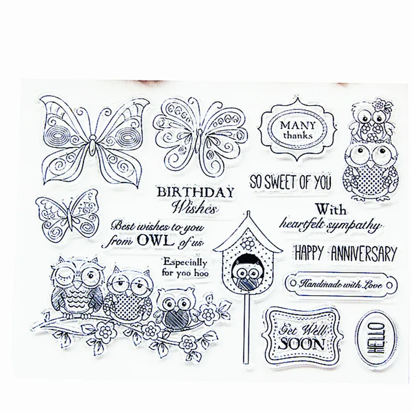 14*18CM Hot sale owl Clear Stamps / Silicone Seals Roller Stamp for DIY scrapbooking photo album/Card Making | Дом и сад