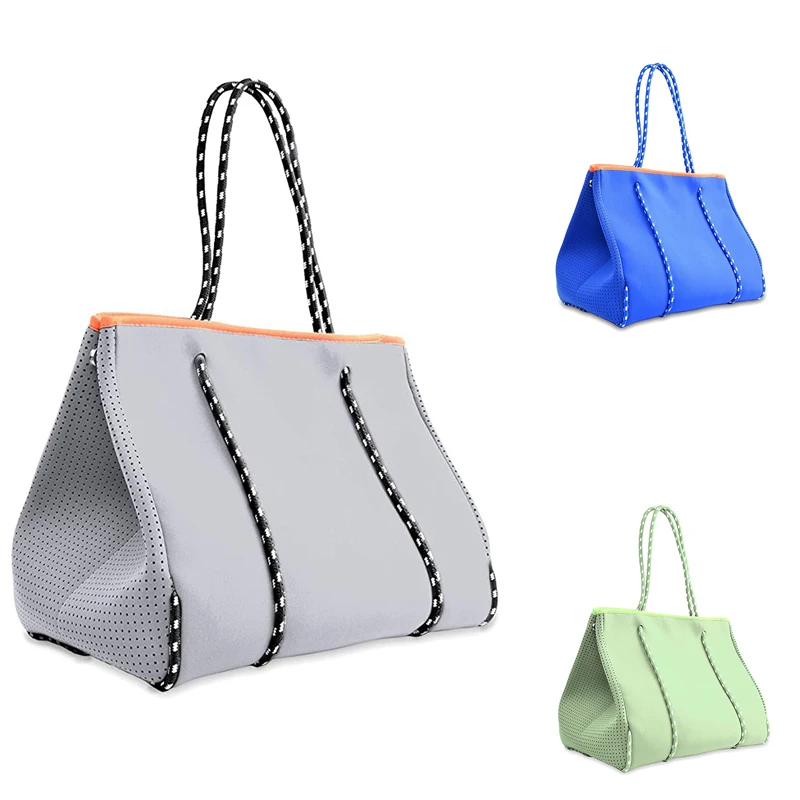 

Пляжная сумка, дорожная сумка-тоут, дышащая перфорированная пляжная сумка из неопрена, летняя сумка для спортзала/пляжа/бассейна