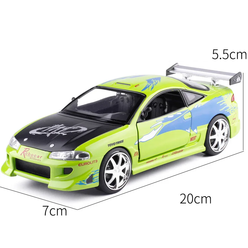 Модель спортивного автомобиля JADA 1:24 Green Mitsubishi игрушечный автомобиль из сплава