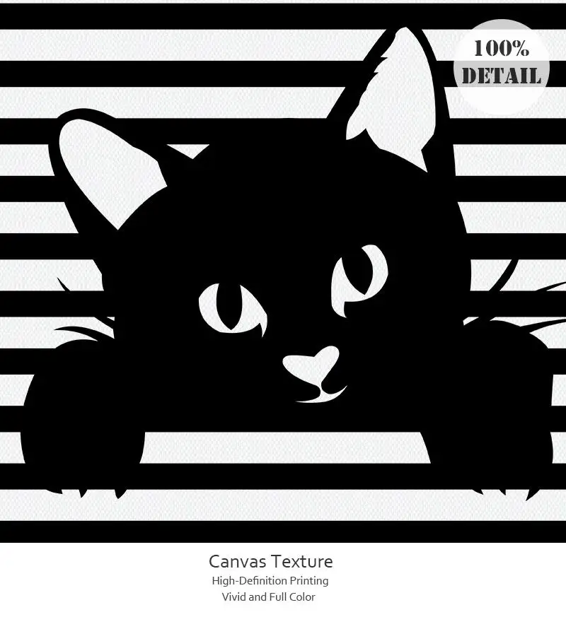 

Abstract Black White Stripe Cat Poster Animals Wall Art Canvas Painting and Prints Wall Pictures for Living Room Home Decor