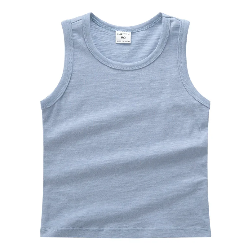 Детское нижнее белье для мальчиков Однотонная майка Топы девочек Летний жилет