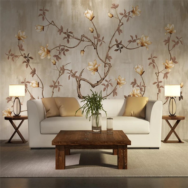 

beibehang custom photo wall paper home decor living room bedroom Retro flowers and birds mural wall sticker TV background roll