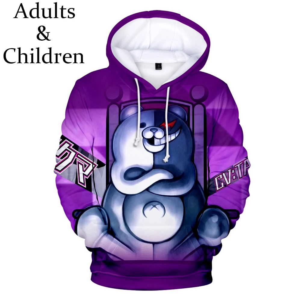 

Fashion 3D monokuma boy girl popular hoodie man woman autumn and winter comfortable sweatshirt 3D casual children white pullover