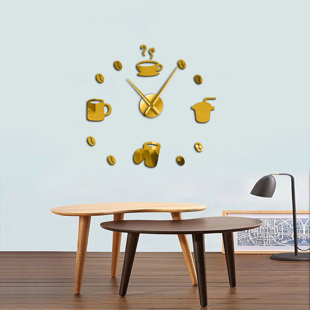 Декоративные бесшумные настенные часы в виде кофейного бара 3D украшение сделай