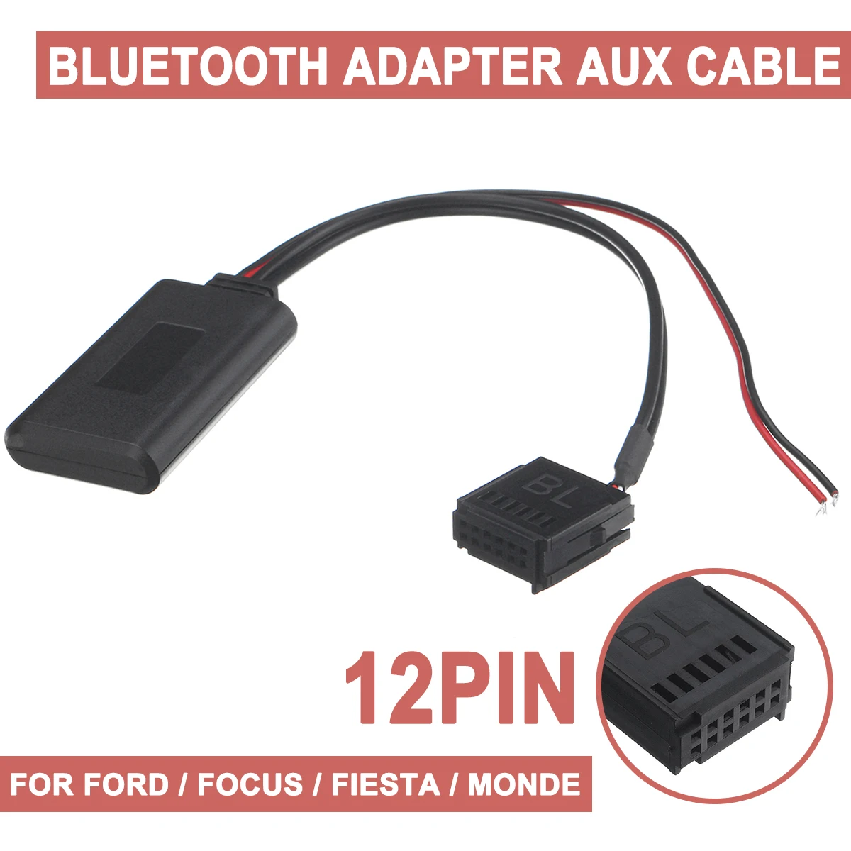 

12V автомобильный адаптер bluetooth Aux кабель модуля стерео AUX-IN для bluetooth aux автомобильный комплект для Ford Focus,Fiesta,Mondeo,C-Max, включающую тройную работ...