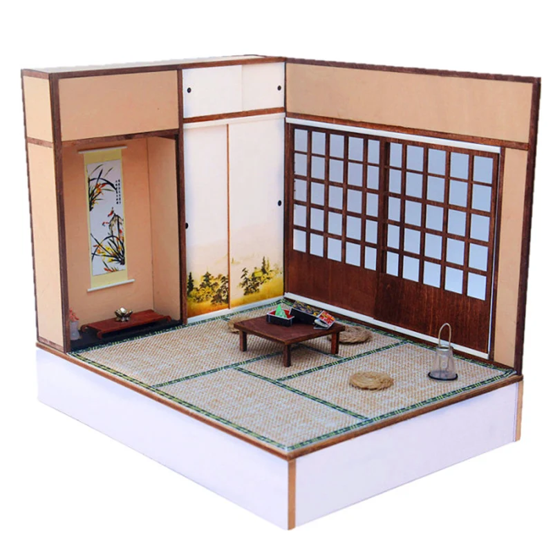 

Wooden Doll House Miniature Furniture With LED Kit Japanese Anime Scene Dollhouses DIY Assemble Toys for Children Gift Casa