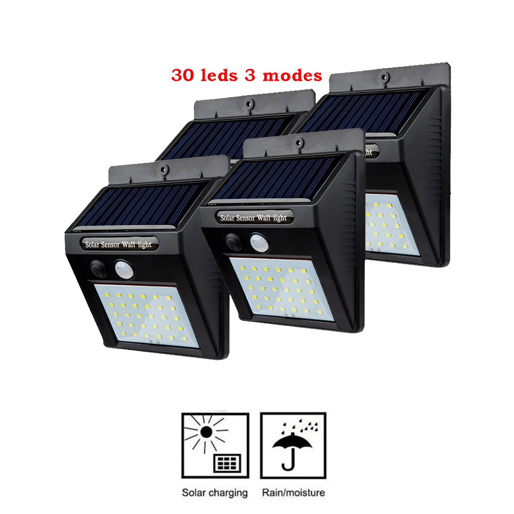 2/4PCS newest 3modes Solar Power Sensing Lamp Indoor Outdoor Waterproof Garden Courtyard Human Body Wall Light 30 LED 50 | Лампы и