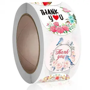 Цветочный Спасибо наклейки Круглая Бумажная печать ручной работы наклейки для свадебных торжеств, для душа, конверты, малого бизнеса 1 ''500 Этикетки