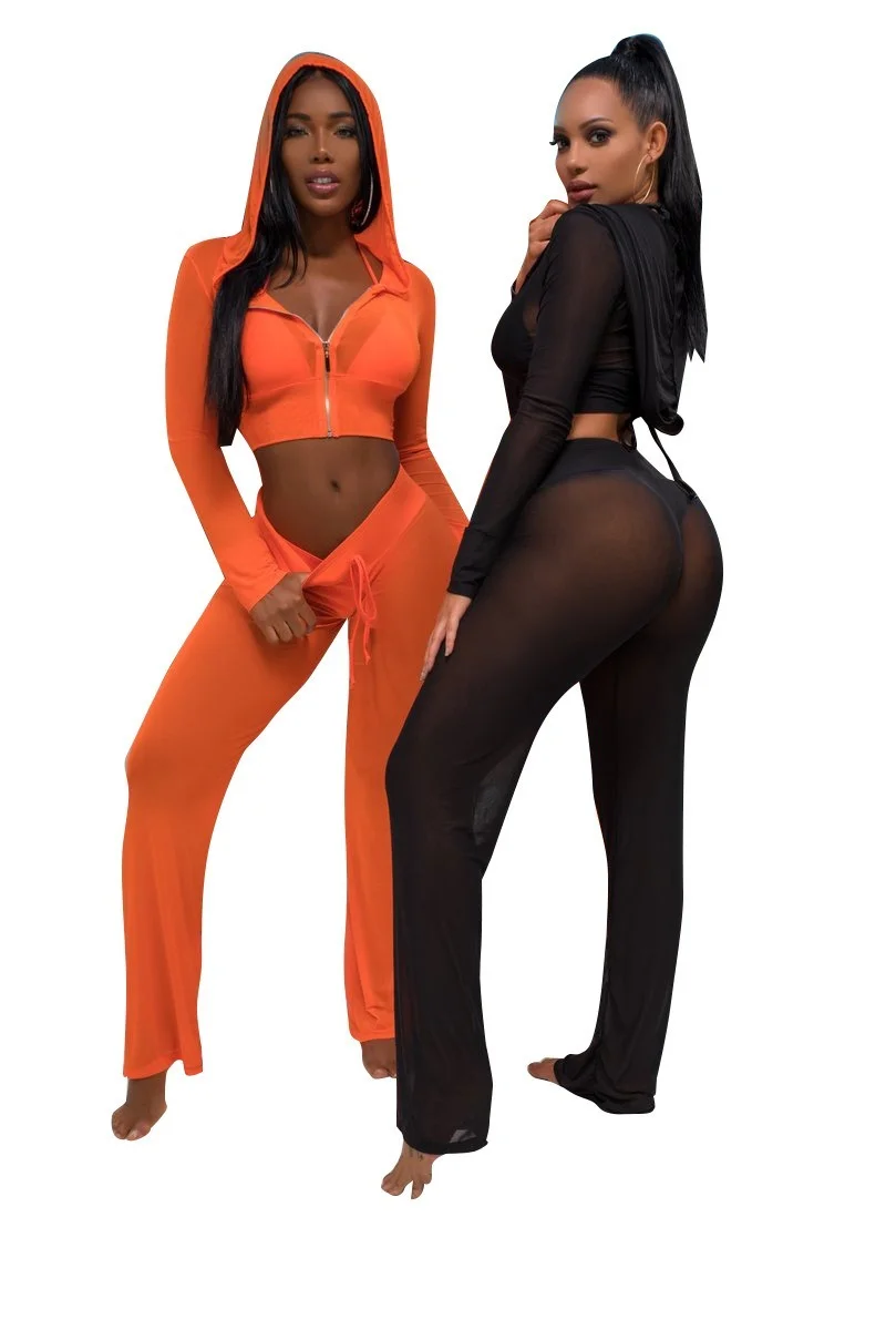 2021 Women 2 Piece Mesh Sets Beachwear Casual Women's Swimming Bathing Suits See Through Sexy Bikini White Swimsuit for Women