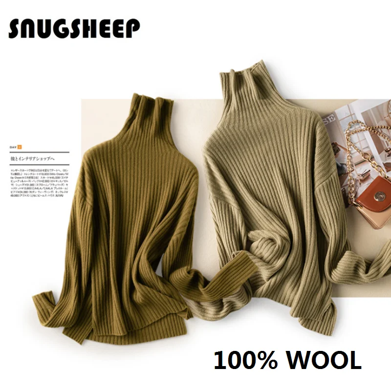 

basic turtleneck warm wool winter clothes women baggy korean style fall 2021 womens fashion oversized sweater turtle neck tops z