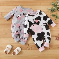 2021 new baby romper spring and autumn baby adorable cow print jumpsuit baby clothes for baby girls and boys