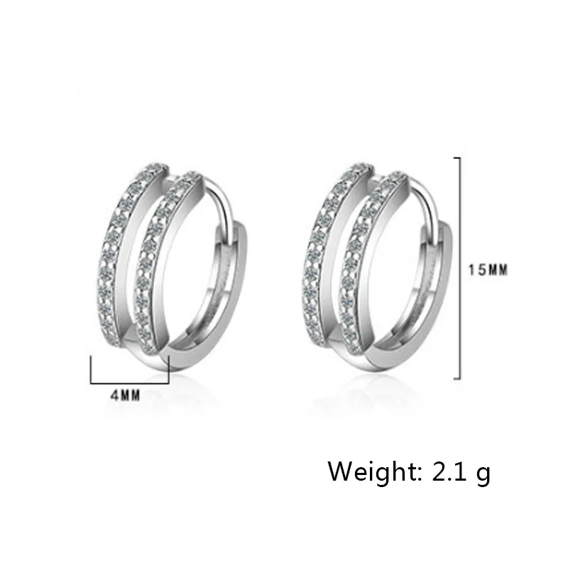 

CHUHAN Trendy Elegant 925 Sterling Silver Earrings for Women Sparkling Single Row Zircon Wedding Jewelry Prevent Allergy 0180