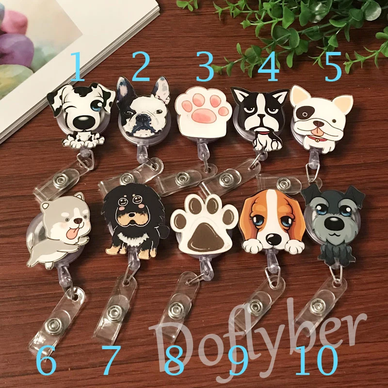 Cartoon Dog Paw Nurse Doctor Dentist Retractable Pull Badge Reel Exhibition ID Lanyard Name Tag Card Holder Office Supply | Канцтовары