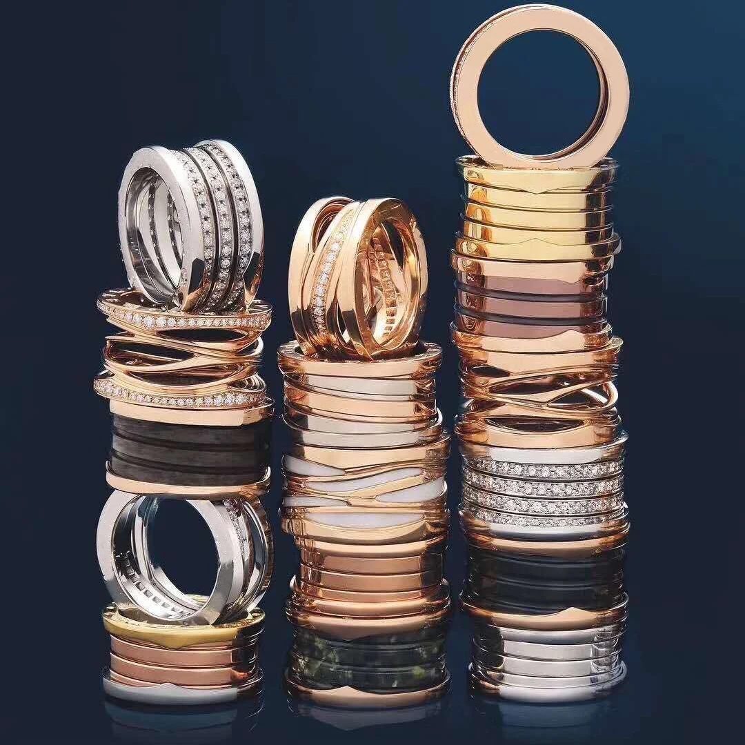 

Fashion Jewelry Classic Brand BV Rose Gold Ring Glamour Lady Ring with Roman Numerals Couple Jewelry Holiday Gift