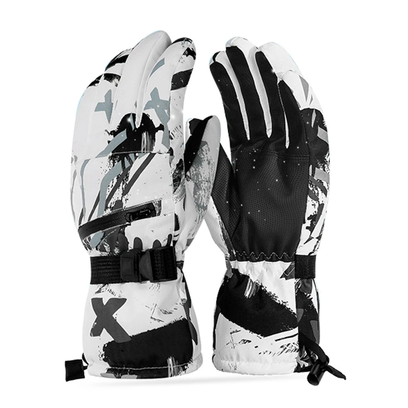 

Ski Gloves Ultralight Waterproof Winter Warm Glove Snowboard Motorcycle Riding Snow Waterproof Gloves Gray+White