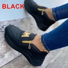 Кроссовки Litthing женские на платформе, толстая подошва, молния, Нескользящие, повседневная обувь, Вулканизированная подошва, в Корейском стиле, черные