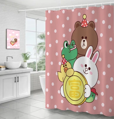 

Custom Shower Curtain Bathroom Partition + Hooks 1.2/1.5/1.8/2x1.8m 1.5x2m 1.8x2m 2x2m 2.4x2m Cartoon Bear Hare