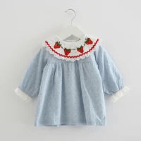 girls dress autumn strawberry embroidery girls clothes baby girls party dress for 0 3 yrs infant dresses 3 color