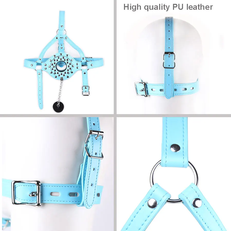 Шапка-маска из искусственной кожи с заглушкой для рта БДСМ аксессуары Для