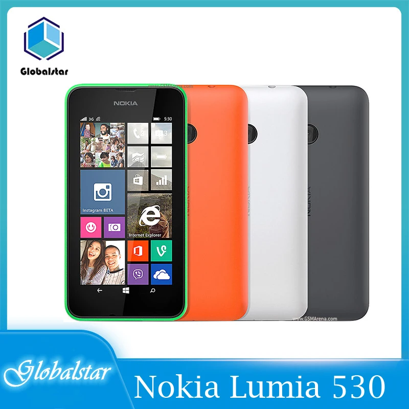 

Nokia Lumia 530 refurbished Original mobile phones Windows Phone 8.1 4.0'Quad Core Dual SIM 4GB ROM 5MP Camera 3G WCDMA Wifi GPS