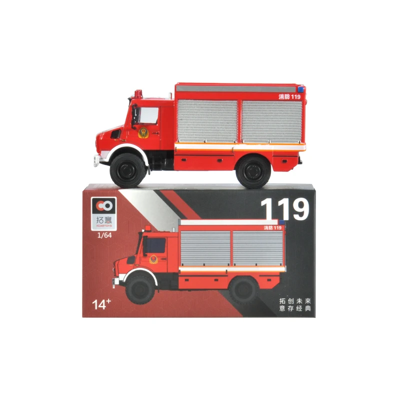 

1/64 Scale Unimog Fire Truck 119 Rescue Car Simulation Alloy Children's Toy Die-cast Model Car Collection Gift Static Decoration
