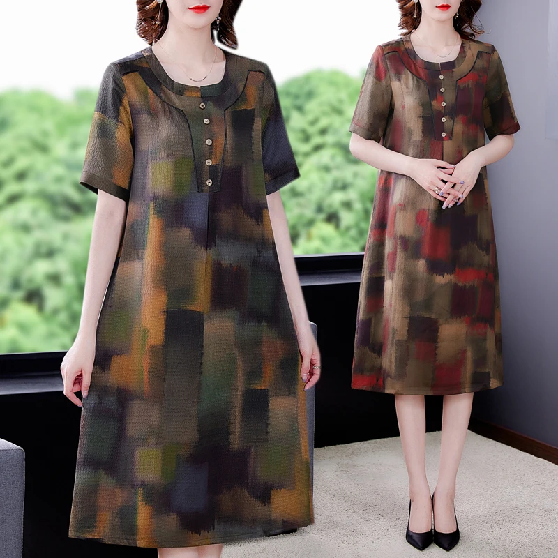 

COIGARSAM Women Long Dress Summer 2021 Office Lady Short Sleeve Loose O-Neck Red Blue Color Dresses Traf Vestidos Robe