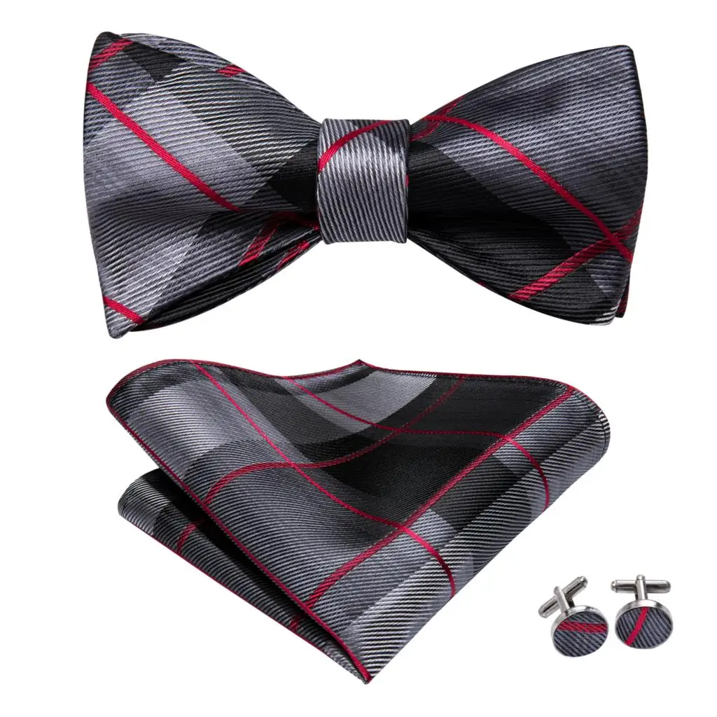 Мужской галстук бабочка черный/красный/клетчатый для свадьбы LH 2007|Мужские