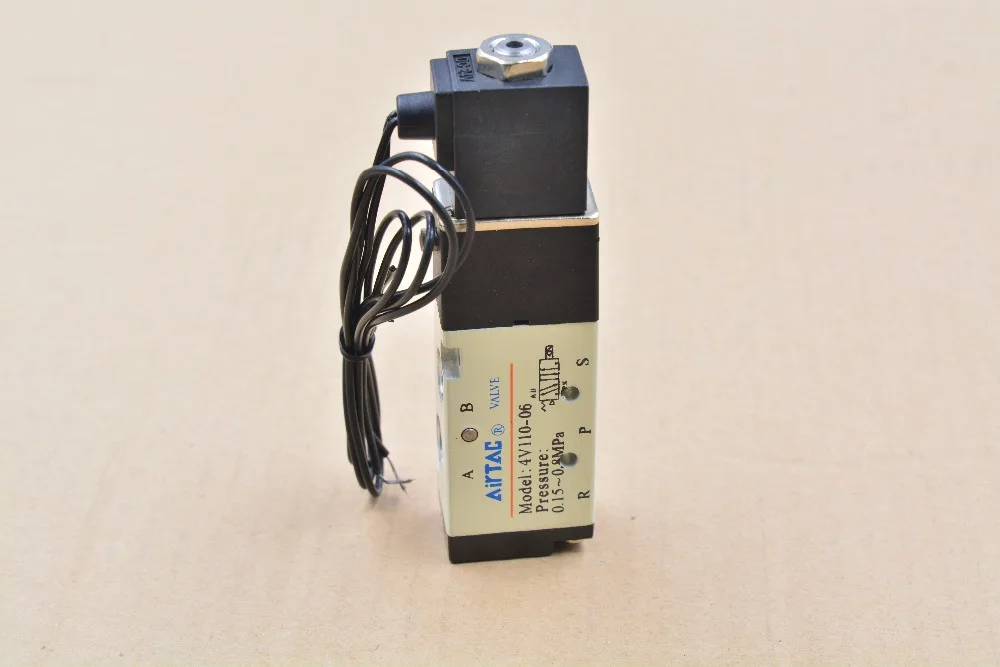 4V110-06 5 Way 2 Положение 1/8 &quotПневматический Соленоидный клапан с проводом DC12V DC24 AC110