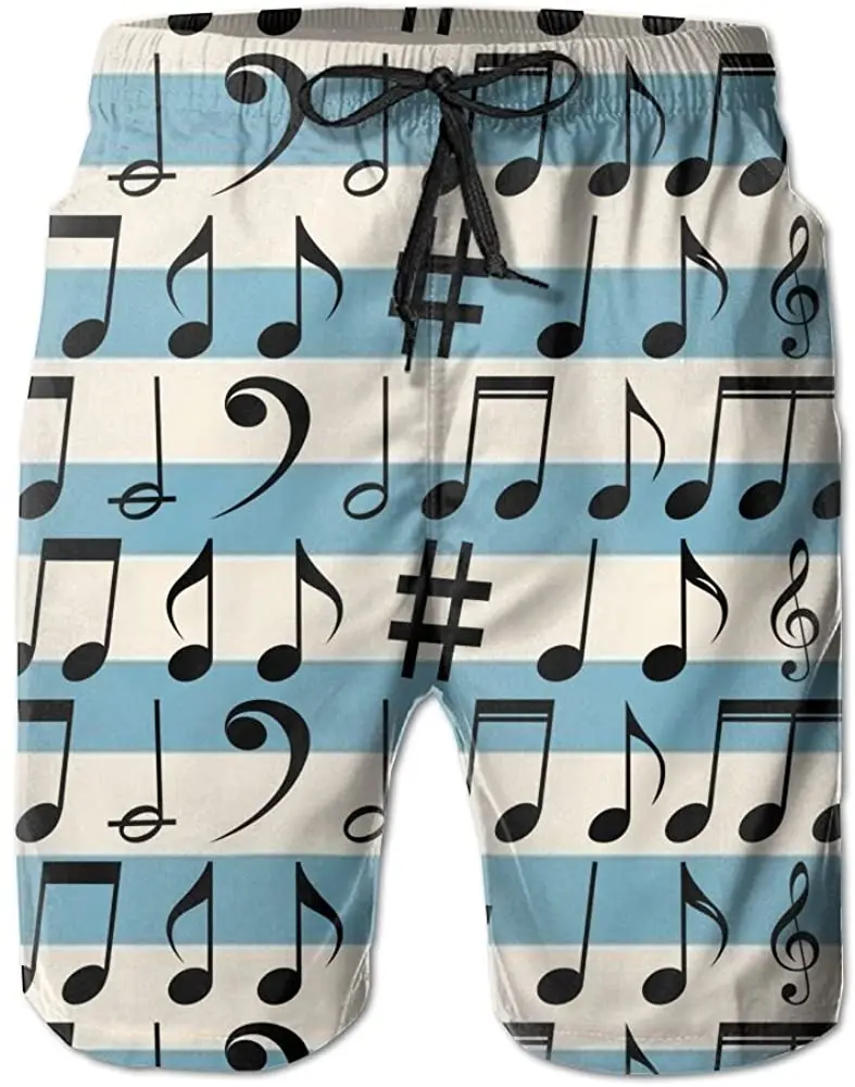 

Board Shorts Black Music Symbol Men's Quick Dry Swim Trunks Beach Shorts