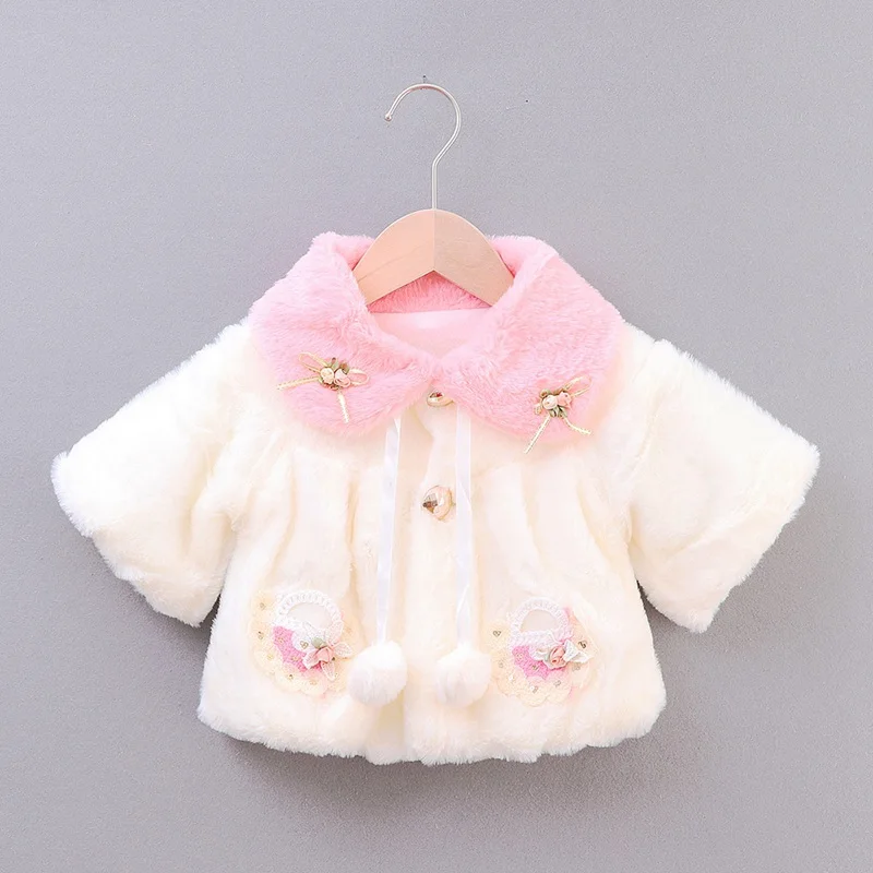 Детская одежда с жемчугом модное зимнее пальто для девочек теплая утепленная