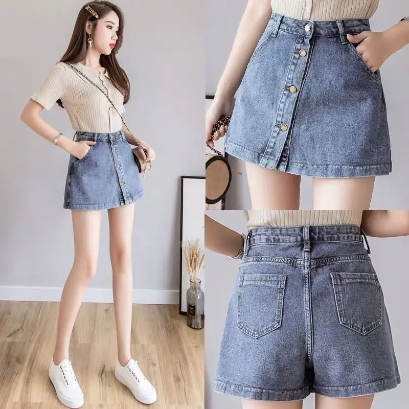 Юбка женская джинсовая с высокой талией эффектом потертости | Женская одежда