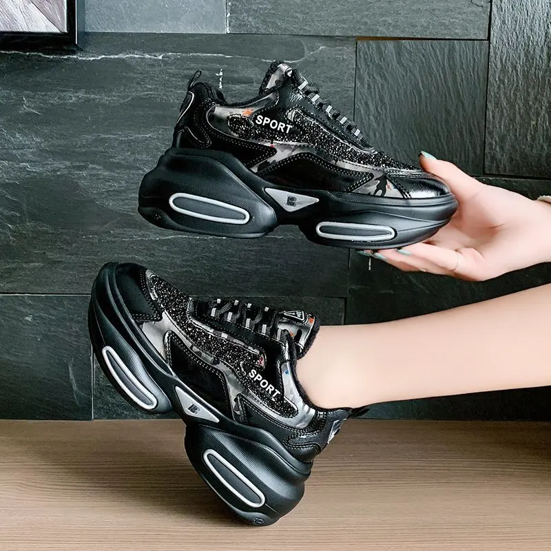 

Thick Sole Wedge Heel Women Sneakers Platform Shoes Chunky Heel Casual Shoes 2020 High Quality Breathable Comfortable