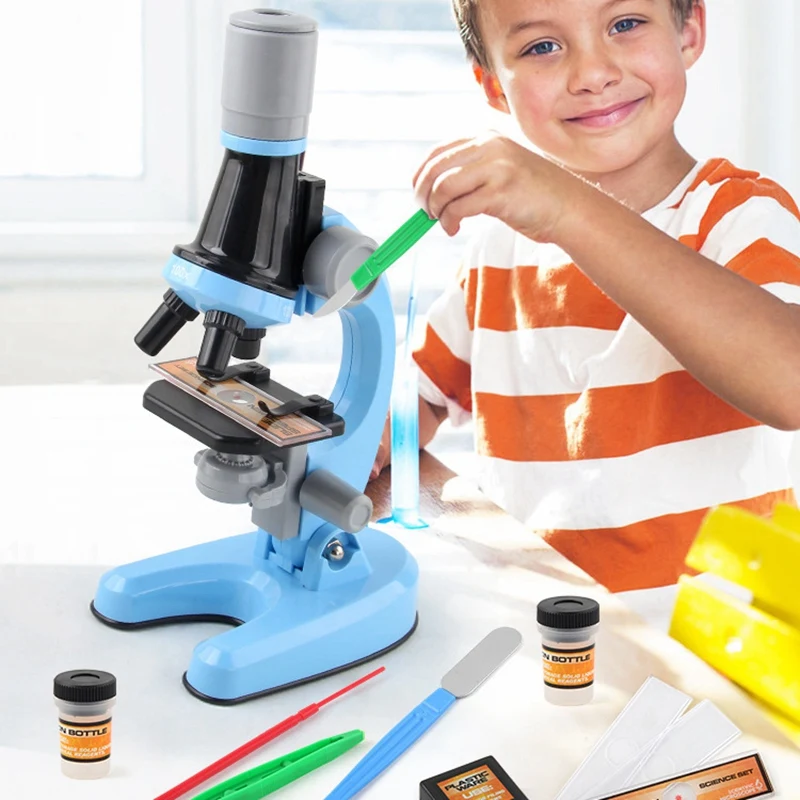 

Kids Microscope Kit Science Lab LED 100X-400X-1200X Toy Home School Interest Cultivation Child Boys Birthday Gift