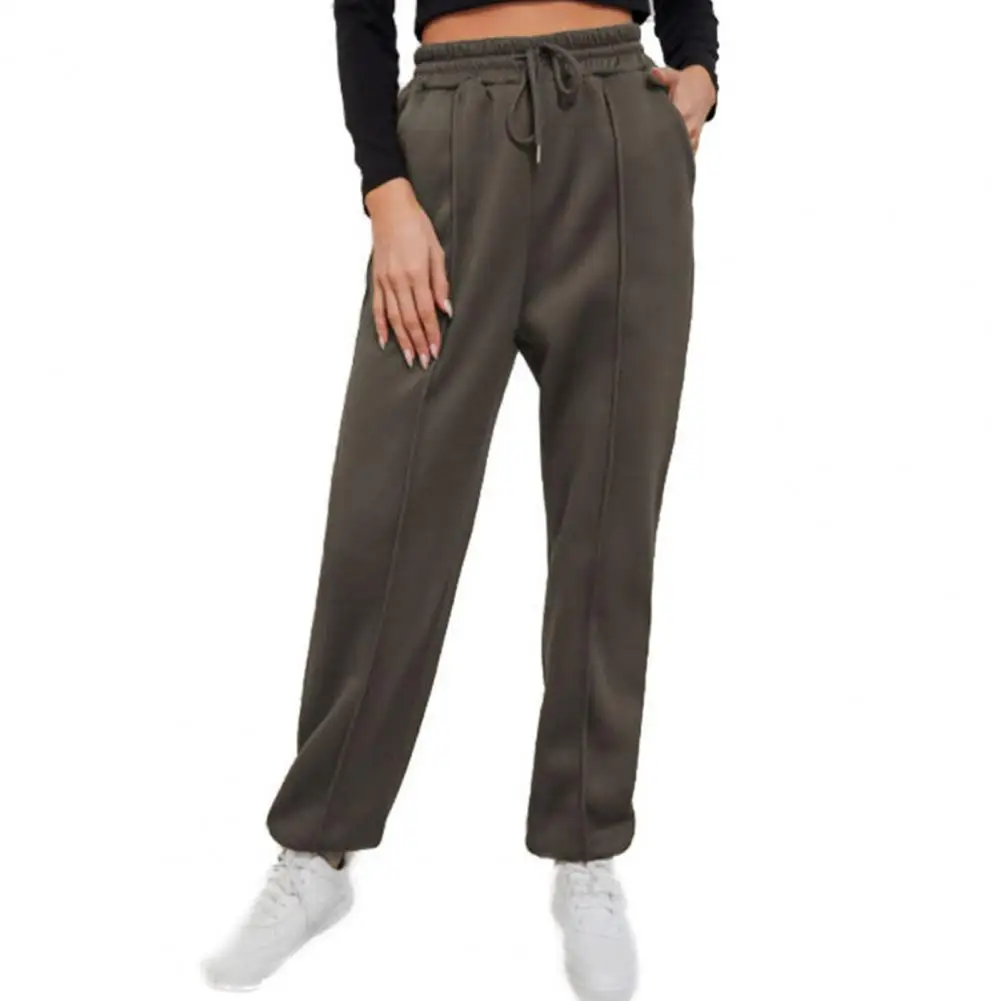 

Брюки Женские однотонные на шнуровке, утепленные спортивные штаны на завязках с карманами, повседневные спортивные свободные длинные штан...