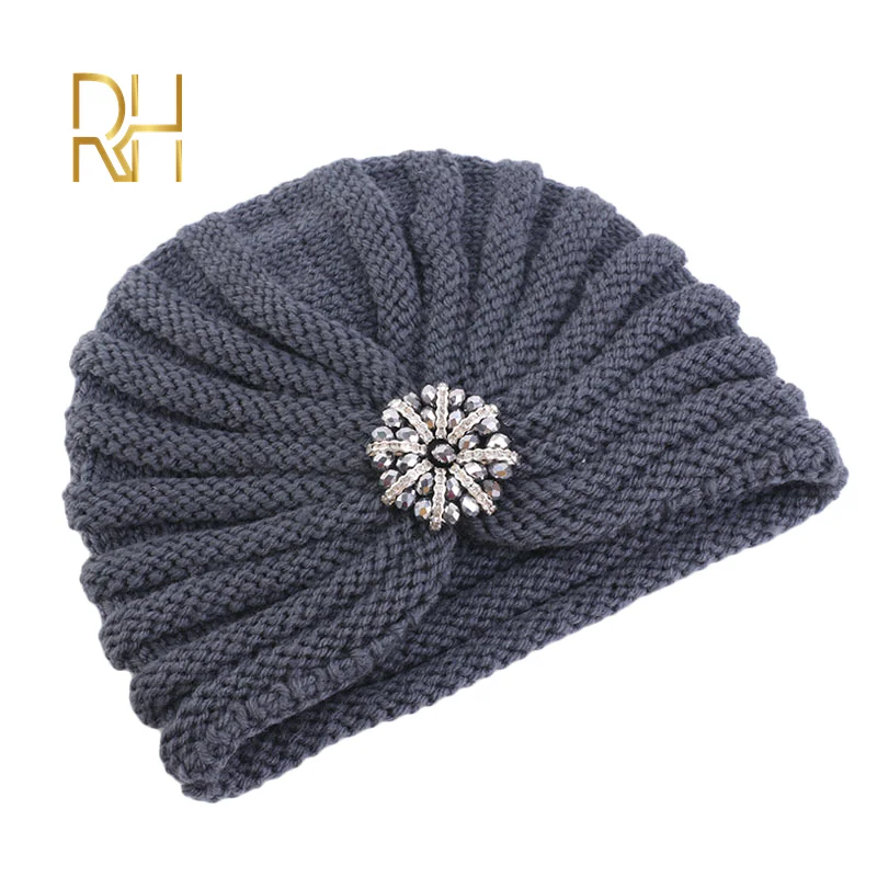 Мусульманская женская зимняя теплая шерстяная вязаная шапка тюрбан для сна