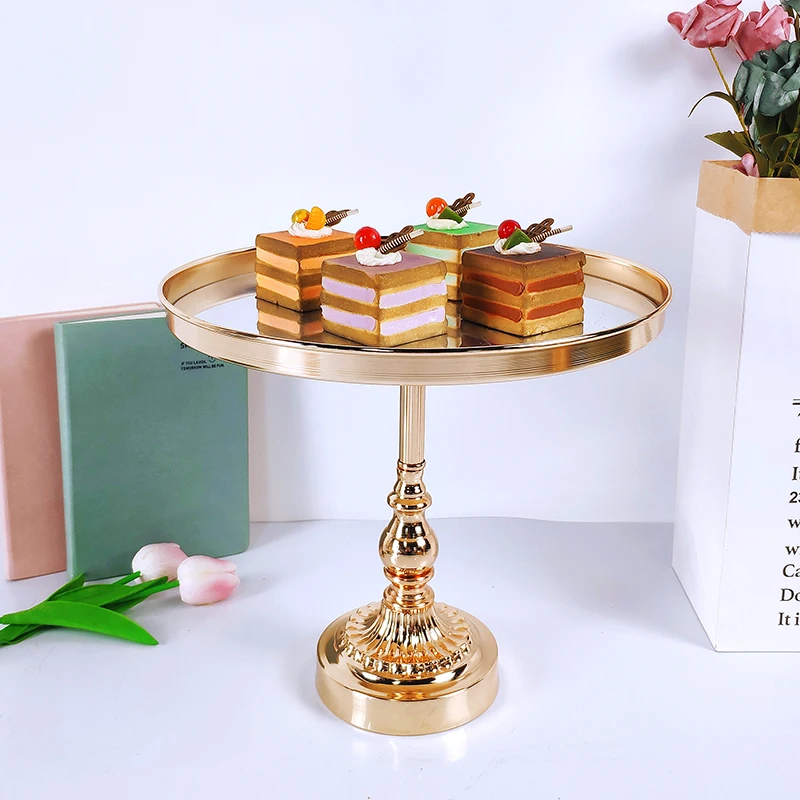 

1Pc Gold plating Crystal Cake Stand set Dessert Tray Mirror Surface Wedding cupcake stand Decorative Candlestick