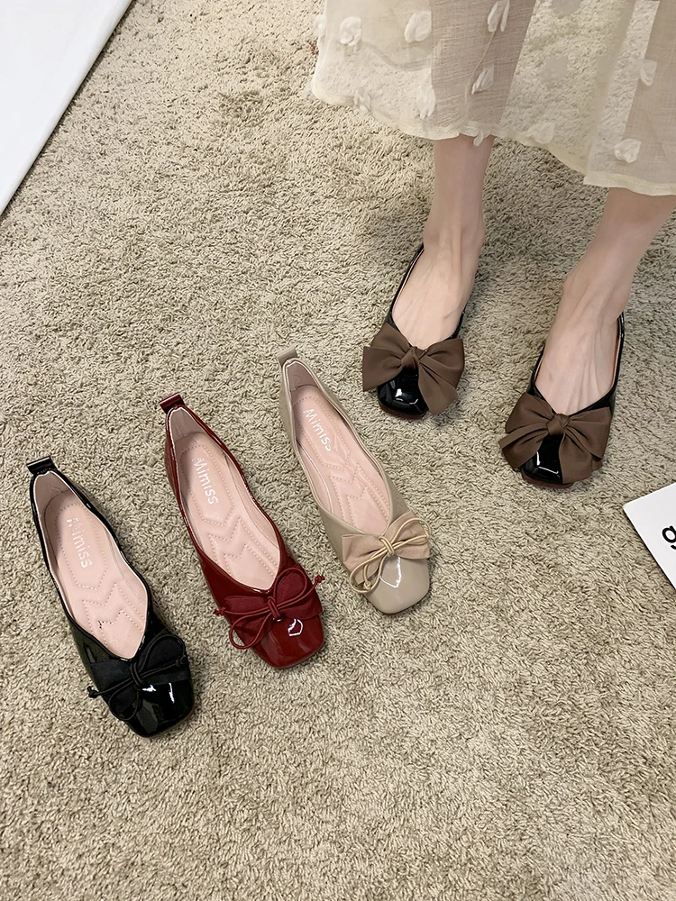 

Туфли женские без застежки с закрытым носком, повседневные кроссовки, Мокасины с квадратным носком, удобные мокасины, без застежки