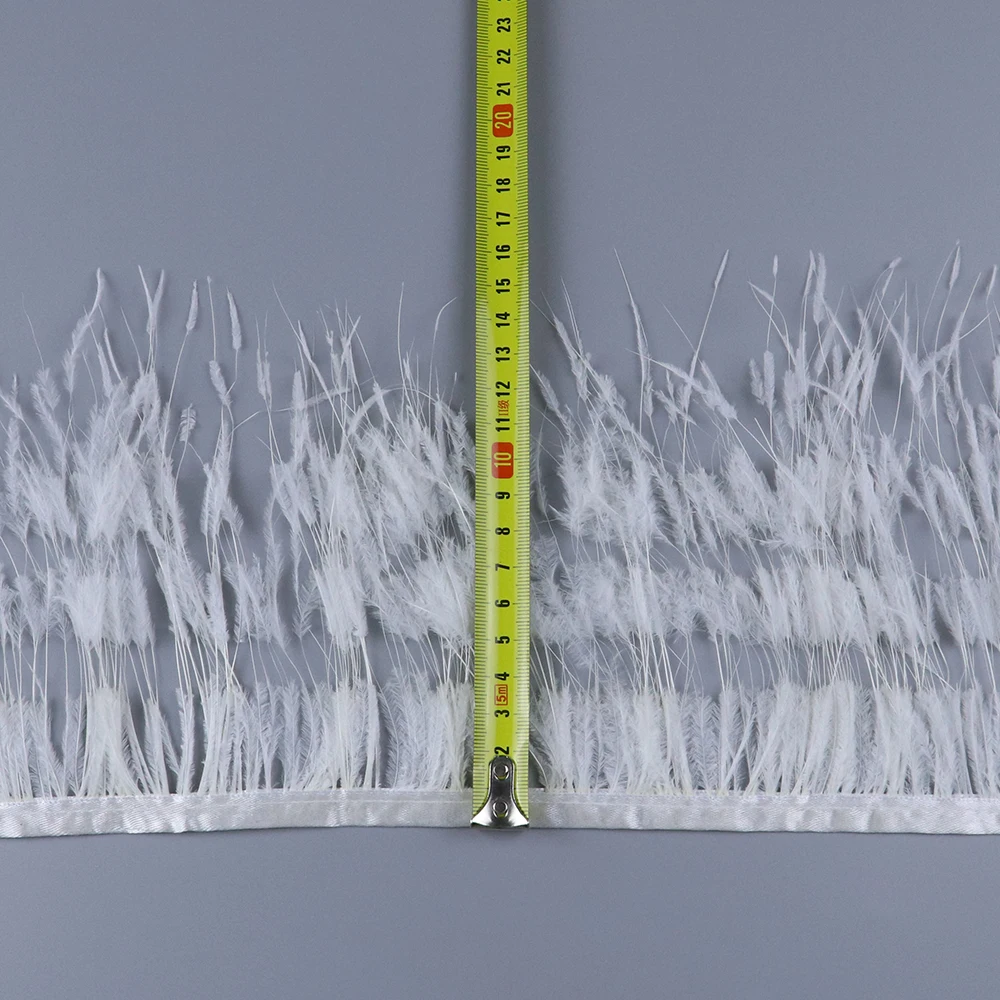 

1Meter Burnt Silk Ostrich Feathers Trim Ribbon 10-15CM High Quality Plumes Fringe For Crafts Wedding Dress Decoration Accessory
