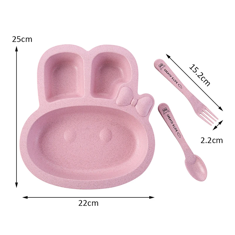 Набор детской посуды в форме кролика и самолета тарелки для еды с вилкой
