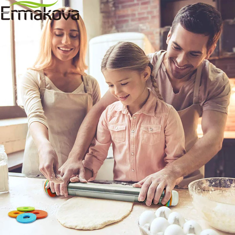 Термостойкая Силиконовая Скалка ERMAKOVA с тестовым ковриком ролик для теста