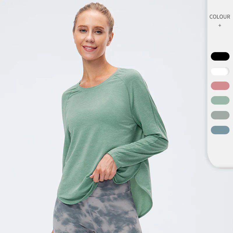 Спортивный Топ с длинным рукавом женская футболка для фитнеса Быстросохнущий