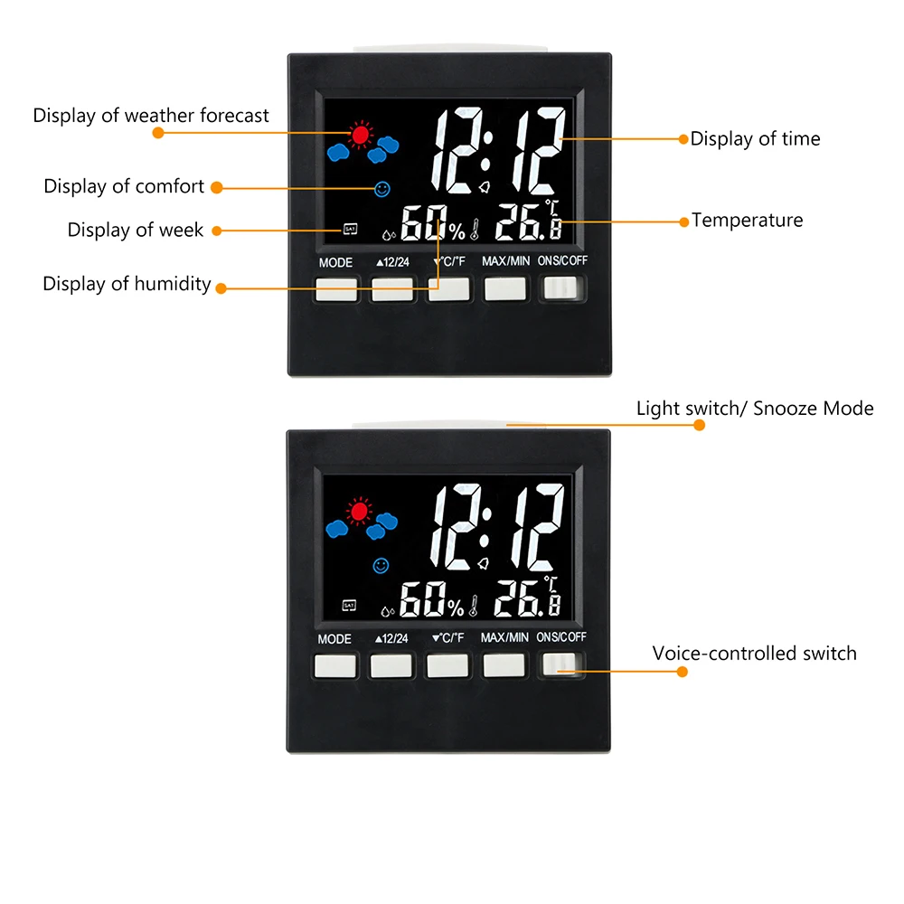 Термометр гигрометр календарь часы Прогноз погоды дисплей украшение дома ЖК