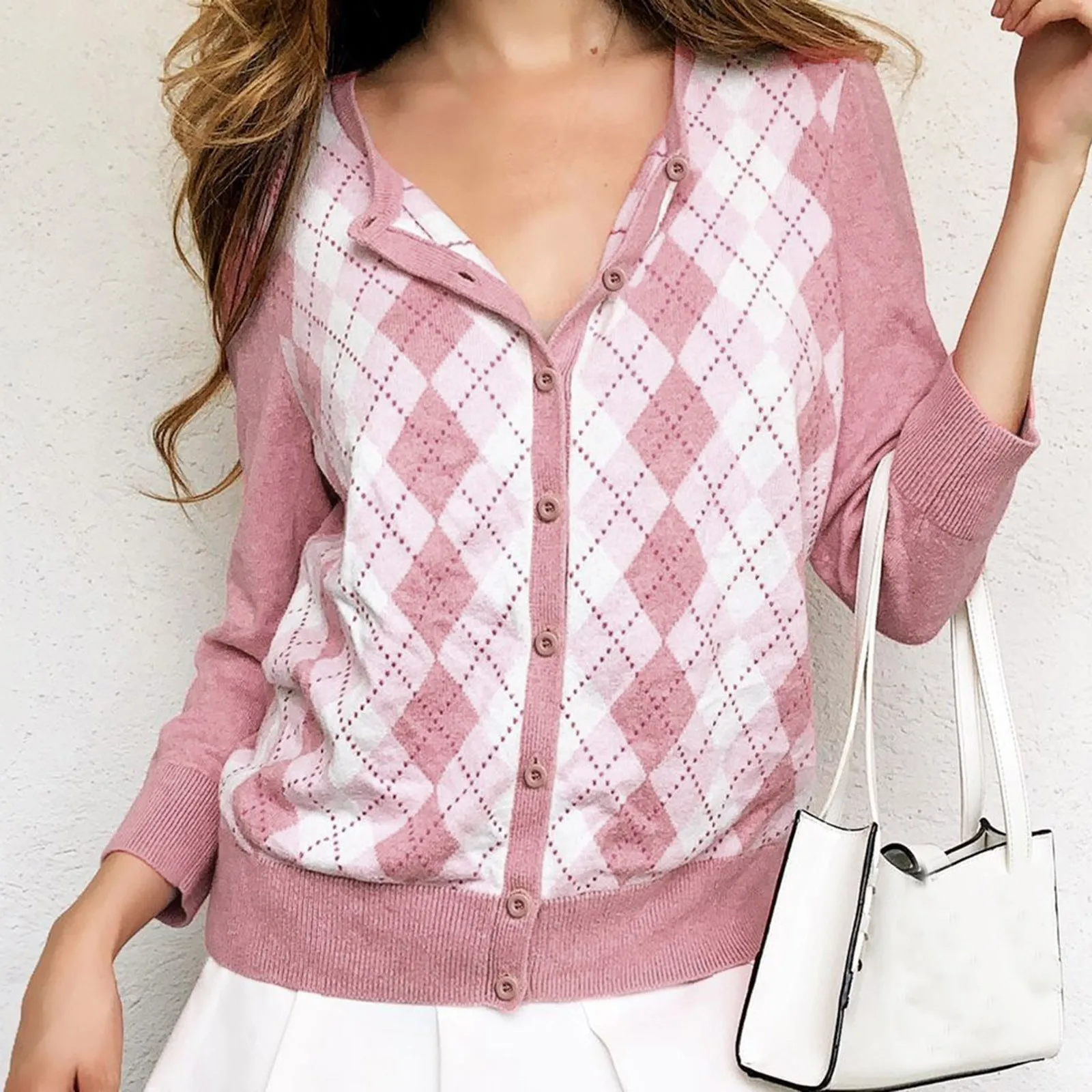 

Женский свитер на молнии, повседневный однотонный однобортный вязаный клетчатый свитер с круглым вырезом и длинным рукавом, верхняя одежда...
