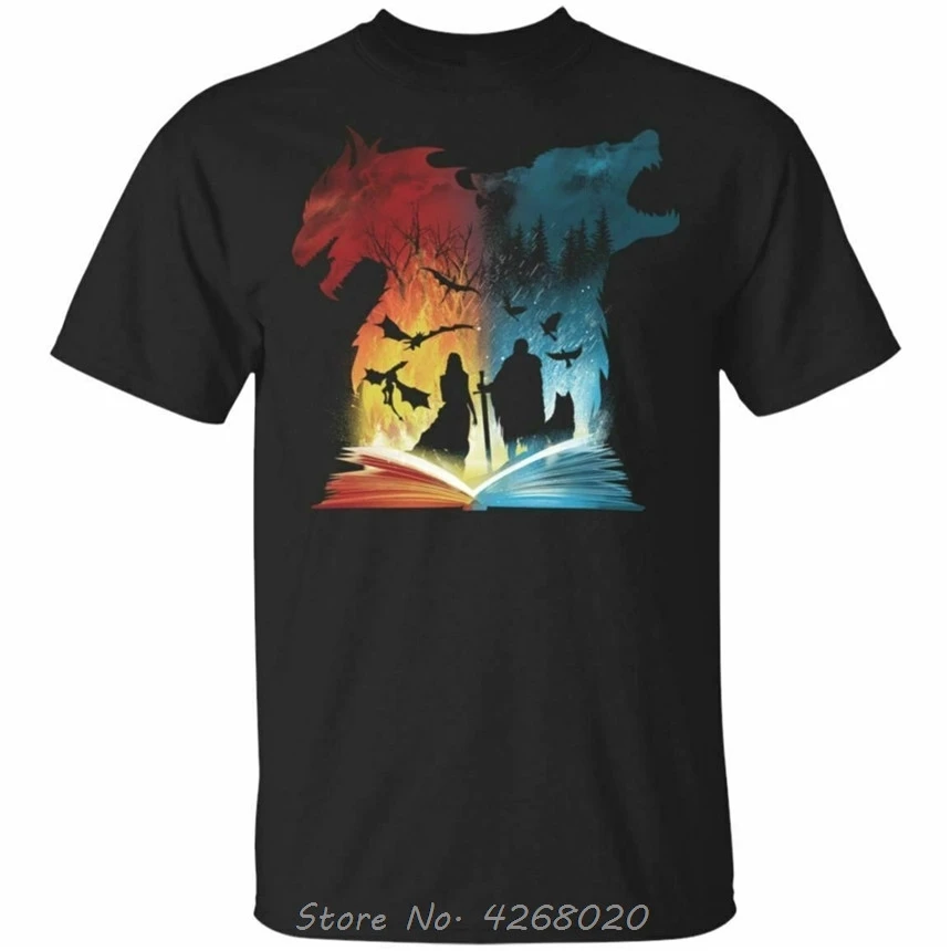 Футболка мужская с принтом книги огня и льда хлопковая рубашка коротким рукавом