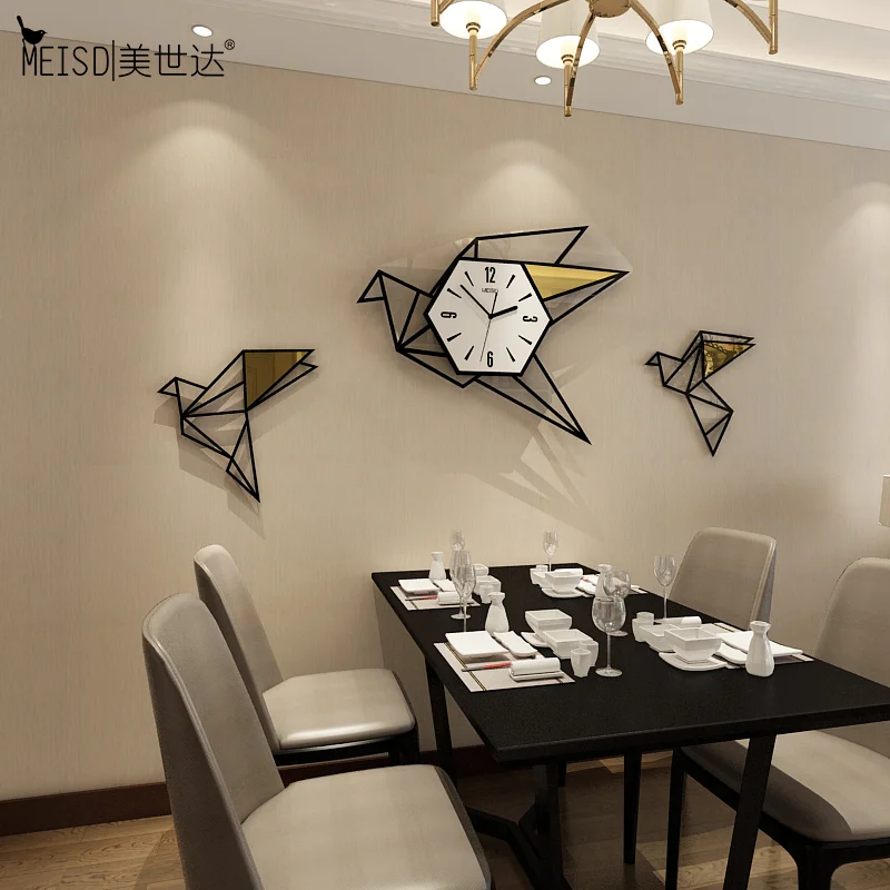 НОВЫЕ геометрические птицы бесшумные большие Diy настенные часы современный
