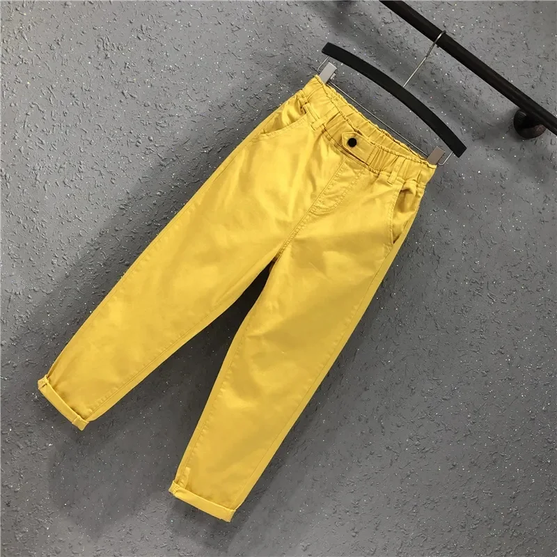 

Jean Femme Summer 2021 Spring Plus Size 6XL Elastic Waist White Pants Loose Jeans Woman High Waist Autumn Denim Trousers