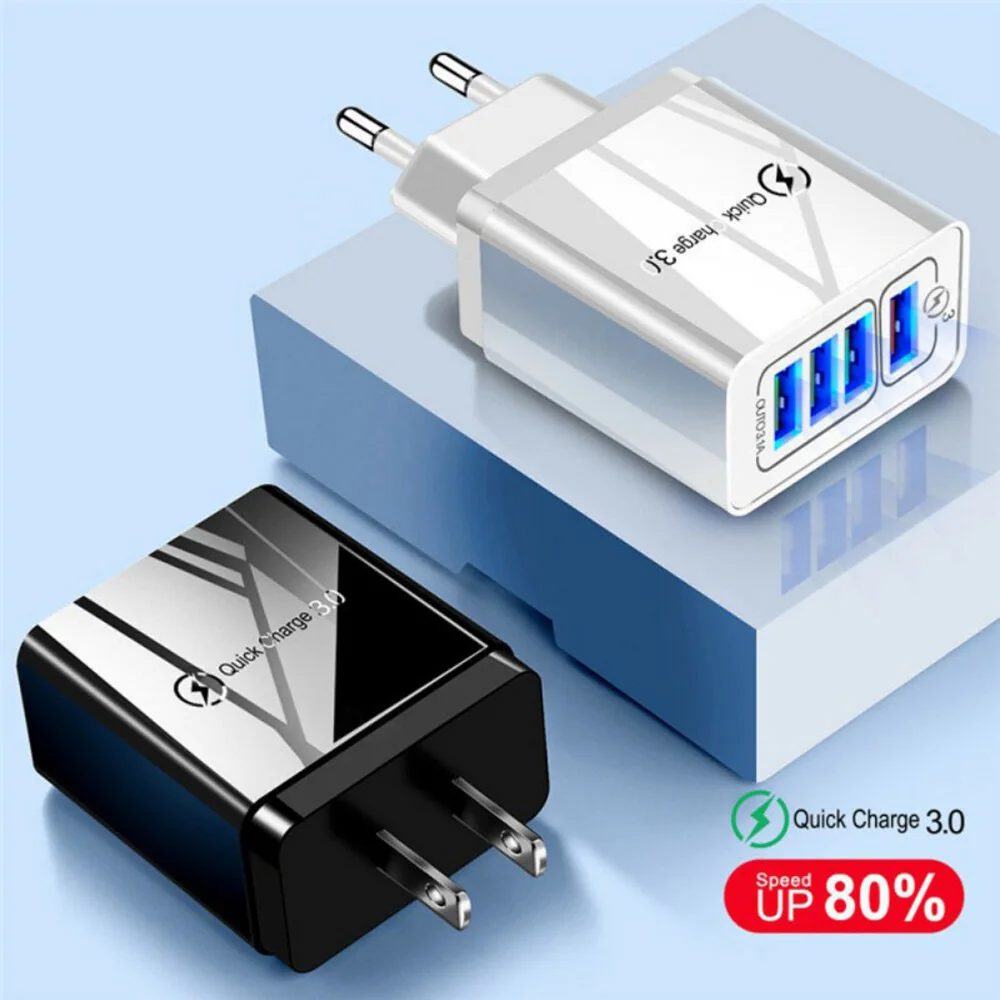 

48W Quick Charger 3.0 USB Charger for Samsung A50 A30 iPhone 7 8 Xiaomi mi9 Tablet QC 3.0 Fast Wall Charger US EU Plug Adapter